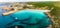 Areal drone view of Arenal de Son Saura beach at Menorca island, Spain