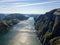 Areal landscape of Lyse fjord in Norway