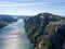 Areal landscape of Lyse fjord in Norway