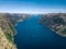 Areal landscape of Lyse fjord in Norway