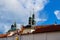 Areal with tower of chapel and church in baroque monastery Klokoty