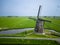 Areal view of Achtkante Molen, is a historic wind mill located near Streefkerk in the Netherlands