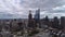 Areal view of Beautiful Philadelphia Cityscape with Skyscrapers Logan Square, Cathedral, City Hall, Temple in Background. Cloudy