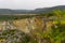 Areal view of canyon near Karlukovo, Bulgaria.Colorful formation with rocks and nature around.