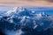 Areal view of Mount McKinley glaciers, Alaska, USA