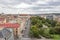 Areal view from nearly 70 m high New Town Hall in Prague