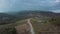 Areal View of a scenic road on hills in the mountains of balkan in greece