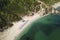 Areal view of wild sandy Agistros beach at Skiathos island Greece