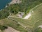 Areal view at wineyard and castle of Morcote on lake Lugano, Switzerland