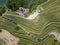 Areal view at wineyard and castle of Morcote on lake Lugano, Switzerland