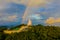 areial view amazing rainbow cover Phuket big Buddha