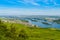 Areial view on vineyards and river near Ruedesheim am Rhein Rhine, Rudesheim, UNESCO World Heritage Site, Rheingau-Taunus-Kreis,