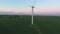 Areial view windpark wind power turbine energy evening