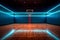 arena corridor space hall neon indoor interior empty basketball background game virtual. Generative AI.