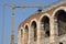 Arena di Verona with crane construction