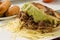 Arepa pelua shredded beef avocado and cheese