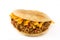 Arepa with shredded beef and cheese isolated. Venezuelan typical food