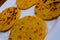 Arepas of ground corn dough or cooked flour. Colombian and Venezuelan cuisine
