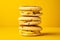 Arepas tasty fast food street food for take away on yellow background