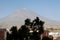 arequipa peru,mountain and volcano misti in summer without snow and blue sky