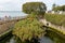 Arethusa Spring Fonte Aretusa located in Siracusa, Sicily with papyrus plants and a small pond