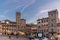 Arezzo, Tuscany, Italy, December 2019: Old Building in the Main Square of Arezzo City during the Christmas time