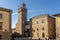 Arezzo, Tuscany, Italy, December 2019: Palazzo dei Priori and its clock tower. Seat of the Town Hall of Arezzo