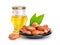 Argan seed with oil. Isolated.