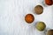 arge set of Indian spices and herbs. On a marble background, copy space