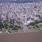 Argentina aerial view of the city of Rosario flag monument and Parana river