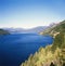 Argentina Bariloche landscape with forest and Lake Nahuel Huapi