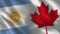 Argentina and Canada Realistic Half Flags Together