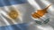 Argentina and Cyprus Realistic Half Flags Together