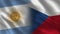 Argentina and Czech Republic Realistic Half Flags Together