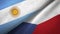 Argentina and Czech Republic two flags textile cloth, fabric texture