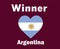 Argentina Flag Heart Winner With Names Final football Symbol Design Latin America