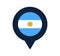 Argentina flag and map pointer icon. National flag location icon vector design, gps locator pin. vector illustration