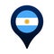 Argentina flag and map pointer icon. National flag location icon vector design, gps locator pin. vector illustration