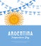 Argentina independence day. Vector banner background with bunting with flags of Argentina Background for greeting Card