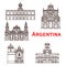 Argentina landmarks buildings vector line icons