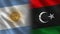 Argentina and Libya Realistic Half Flags Together