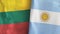 Argentina and Lithuania two flags textile cloth 3D rendering