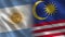 Argentina and Malaysia Realistic Half Flags Together
