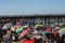 ARGENTINA-MAR DEL PLATA tourist city of modern buildings with the beach with tourists and the Atlantic Ocean