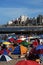 ARGENTINA-MAR DEL PLATA tourist city of modern buildings with the beach with tourists and the Atlantic Ocean