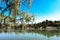 Argentina, Mendoza, summer at the lake of General San Martin Park. With the Andes as a backdrop, this is the largest recreational