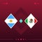 Argentina, mexico world football 2022 match versus on red background. vector illustration