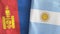 Argentina and Mongolia two flags textile cloth 3D rendering