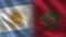 Argentina and Morocco Realistic Half Flags Together
