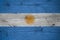 Argentina national flag painted old oak wood